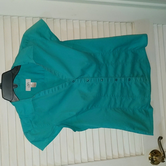 S/S Pop Over Embroidered Blouse - Lt. Aqua Sky
